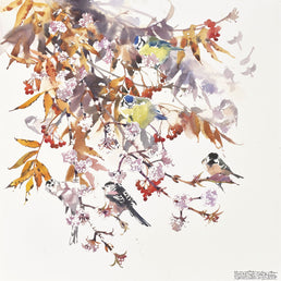 Autumn Tit flock among Rowan and Viburnum