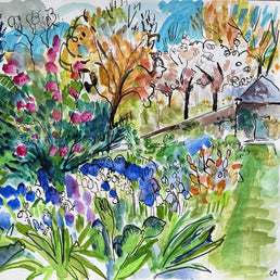 Bluebells and Blossom by Summer House