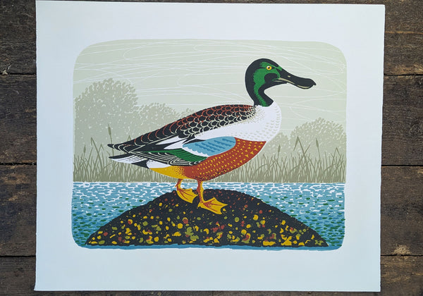 Shoveler Screenprint by Tom Frost