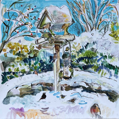 Bird Table in Snow